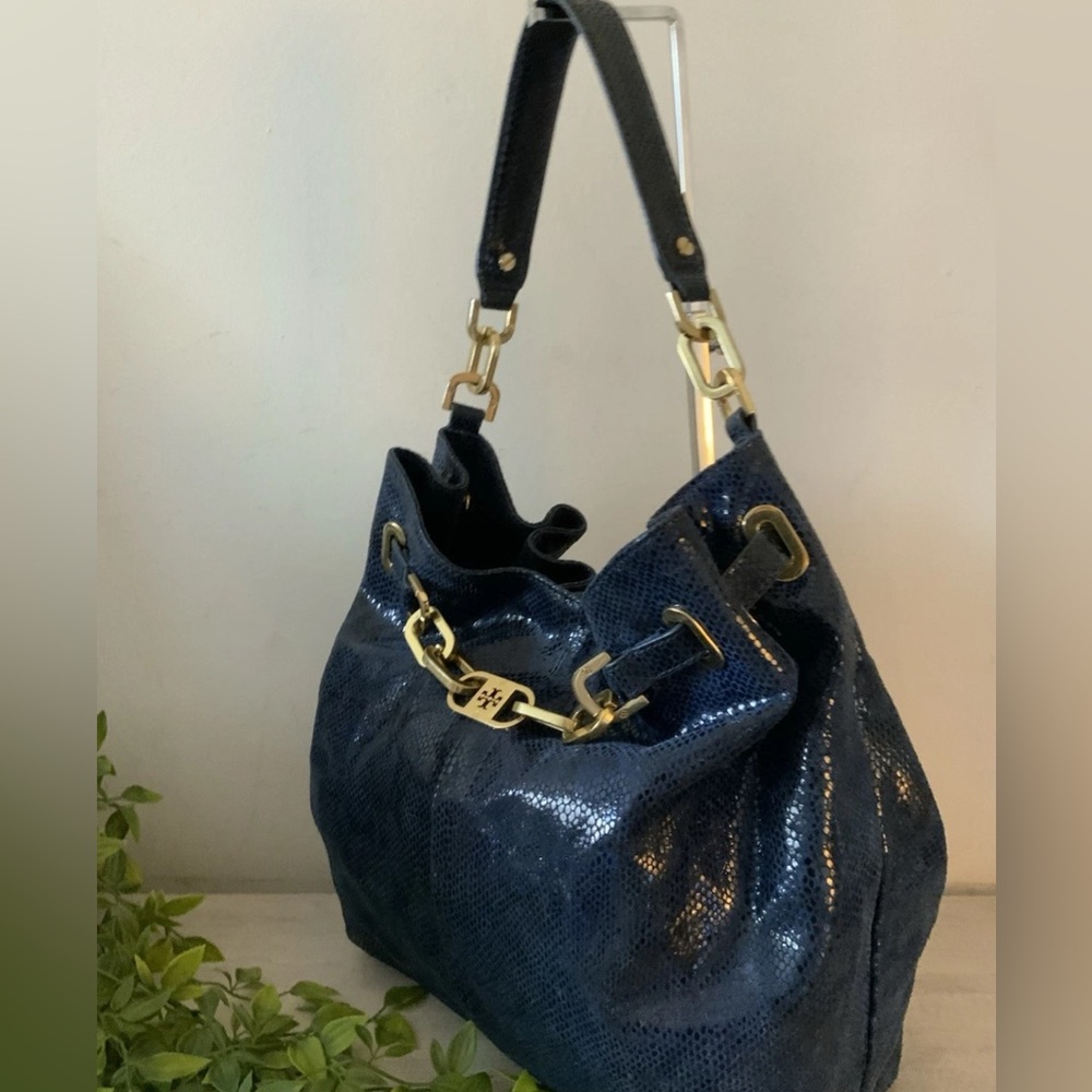 Tory Burch Python Embossed High Shine Leather Hob… - image 4